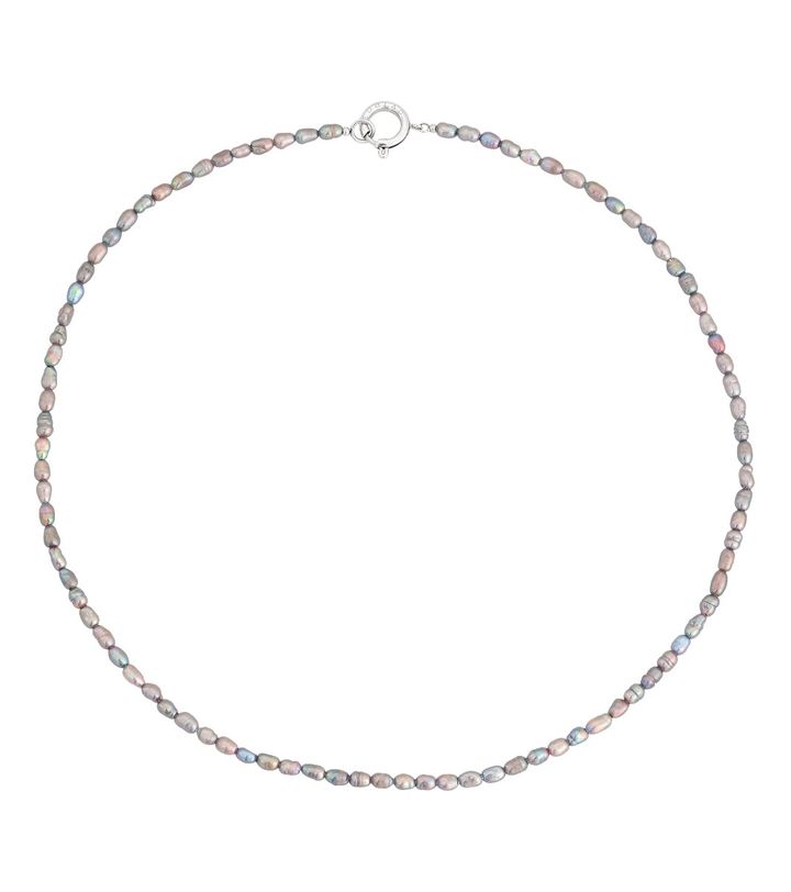 Collier Pearl Necklace Grey Steel