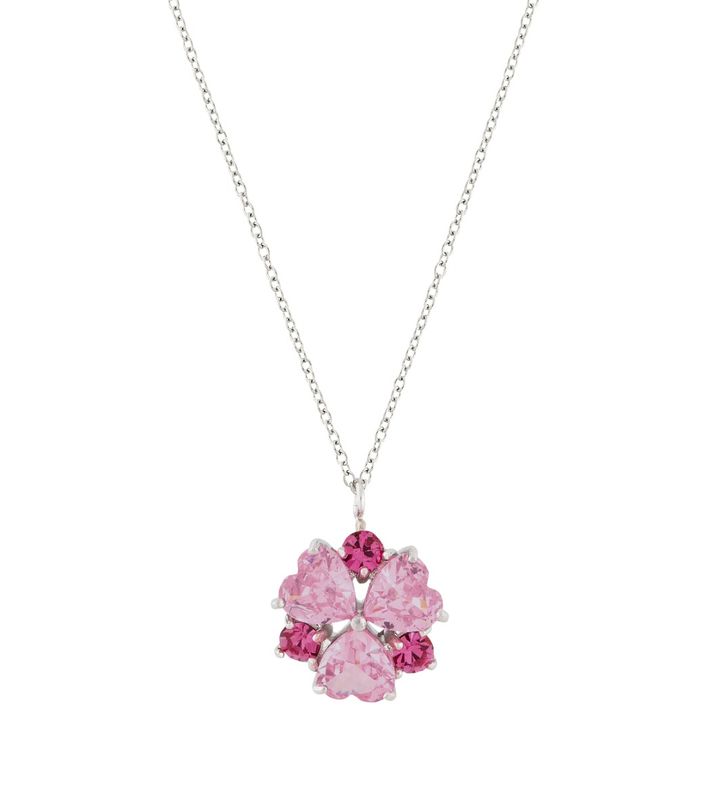 Heart Sparkle Necklace Pink Steel