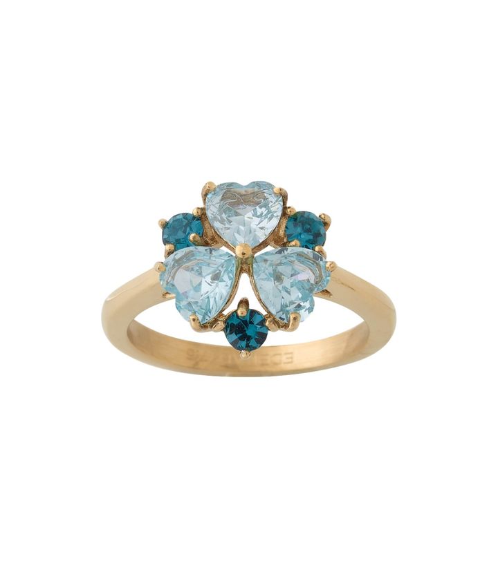 Heart Sparkle Ring Aqua Gold