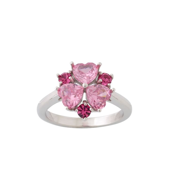 Heart Sparkle Ring Pink Steel