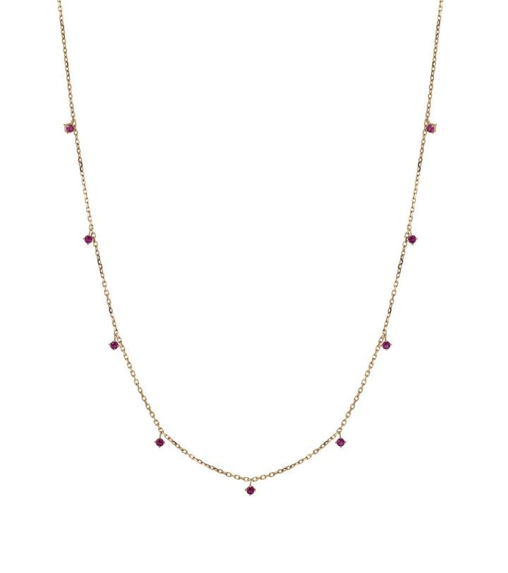 Leonore Mini Necklace Multi Fuchsia Gold