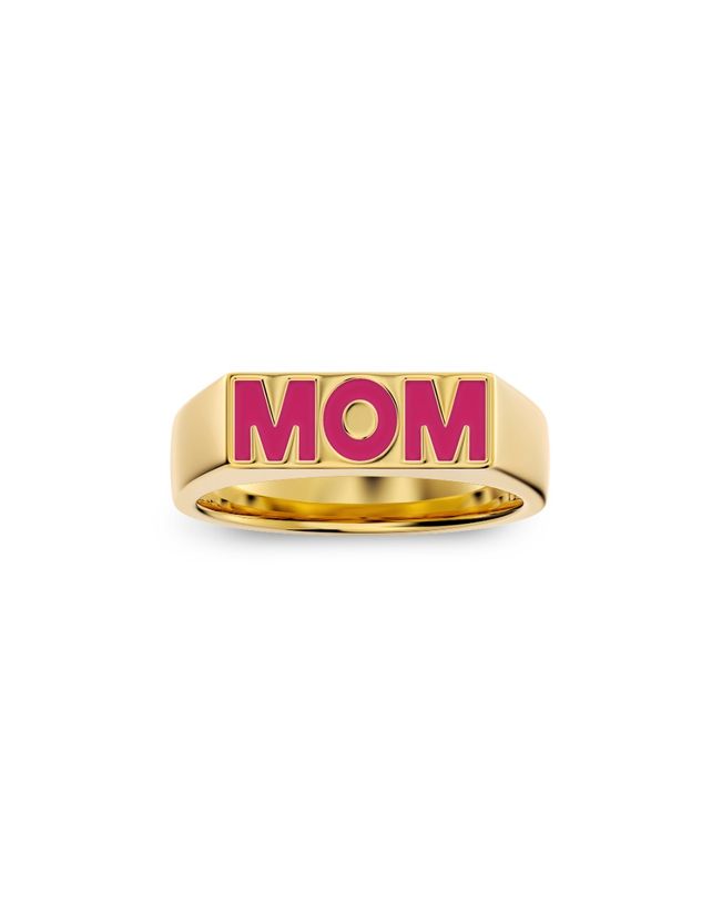 Mom Ring Hot Pink Gold