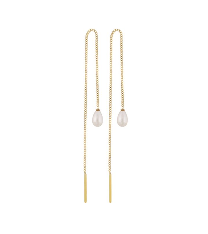 Pearl Chain Earrings Gold
