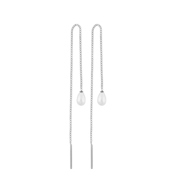 Pearl Chain Earrings Steel