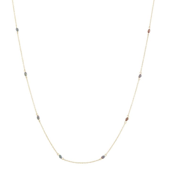 Perla Mini Necklace Multi Teal Gold