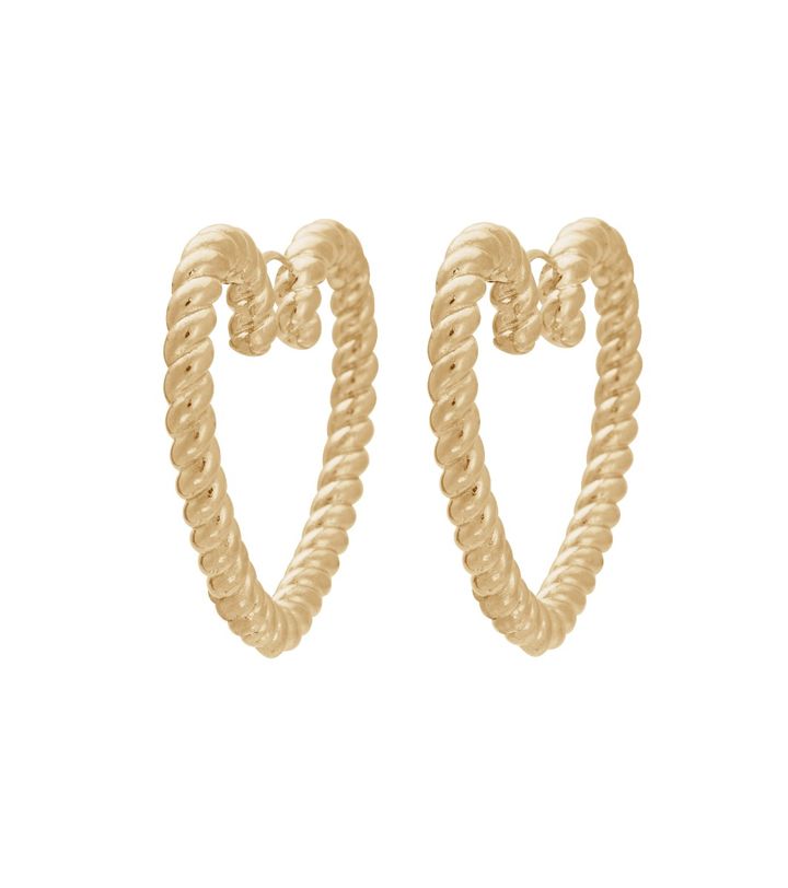 Rope Heart Earrings Gold