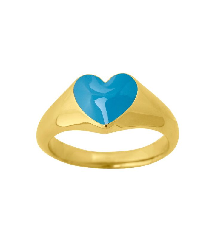 Signet Ring Heart Turquoise Gold