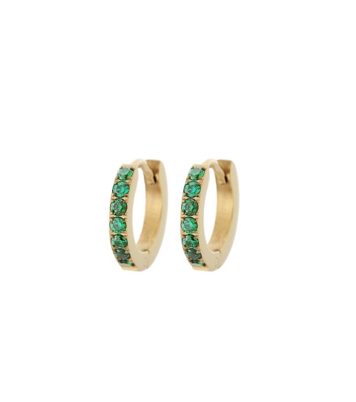 Sparkle Mini Hoops Green Gold