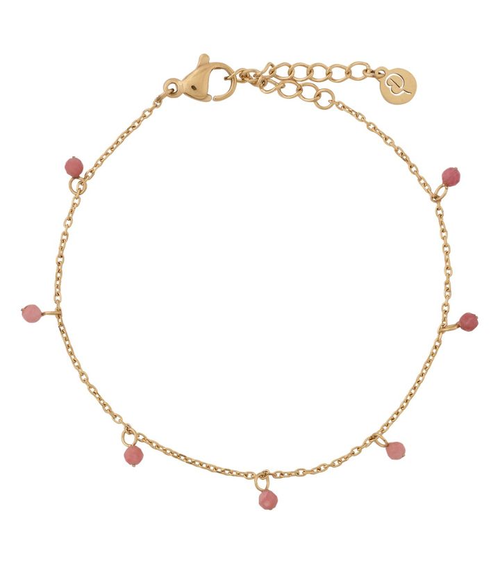 Summer Beads Chain Bracelet Pink Gold