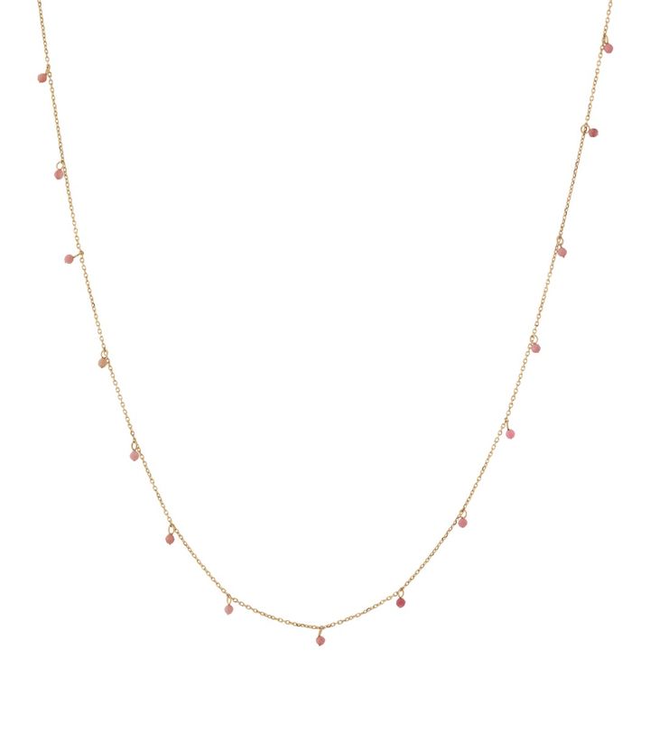 Summer Beads Chain Necklace Pink Gold